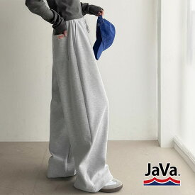 《java ジャバコラボ》 スウェットパンツ レディース きれいめ ボトムス パンツ ワイドパンツ ヘビーウェイト生地 ルーズ 上品 こなれ感 ゆとり 柔らか 重厚感 ウエストゴム仕様 綿混素材 リラックス感 大きいサイズ 秋 冬 2025aw クラシカルエルフ jv0940252