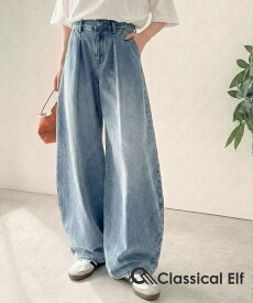 【 クラシカルエルフ classical elf 】 【楽ちん♪ ウエスト ゴム 入り】 デニムパンツ レディース 大きいサイズ ボトムス パンツ カーブタック スタイルアップ 立体カーブ ハイウエスト デイリー 優秀デニム カジュアル 履き心地快適 春 夏 2026ss ce0900017