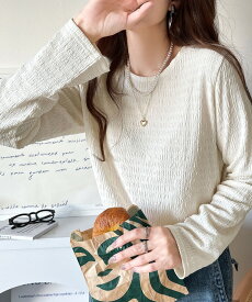 【 スーパーセール 3/10限定 5999円以上で使える 1000円OFF クーポン 】 【 クラシカルエルフ classical elf 】 tシャツ レディース 長袖 トップス カットソー ジャガード クルーネック 長袖 プルオーバー ベーシック インナー 大きいサイズ 秋 冬 ce1010341