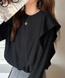 【 3/15限定 5999円以上で使える 1000円OFF クーポン 】 【 クラシカルエルフ classical elf 】 tシャツ レディース 長袖 トップス カットソー ジャガード フリル プルオーバー オフィスカジュアル シンプル エレガント 大きいサイズ 秋 冬 ce1010347
