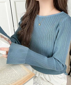 【 クラシカルエルフ classical elf 】ニット トップス 冬 レディース 袖口 フレア 美ライン ランダム リブ ボートネック プルオーバーレイヤードコーデ 着回し 大きいサイズ 秋 冬 2025aw クラシカルエルフ ce1050339