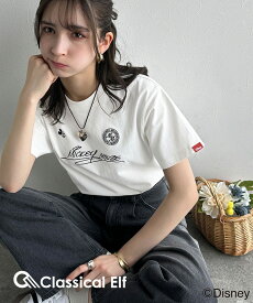 【8/16 23:59まで まとめ買いクーポン3点以上で 10％OFF 】 【 クラシカルエルフ classical elf 】 tシャツ レディース 半袖 ゆったり 綿100％ ディズニー サイン 風 刺繍 Tee 半袖 ロングシーズン インナー コンパクト 大きいサイズ 春 夏 ce1330037