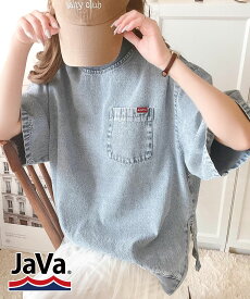 【6/11 23:59まで まとめ買いクーポン2点以上で 10％OFF 】 《java ジャバコラボ》 tシャツ レディース 半袖 コットン 100% サイド ファスナー ストリート 感 デニム タグ 付き 胸元 ポケット プルオーバー 大きいサイズ 春 夏 クラシカルエルフ jv1010255