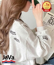 《javaジャバコラボ》 tシャツ レディース 長袖 散りばめ ロゴ 刺繍 コットン 100% 長袖 プルオーバー ゆるっと オーバーシルエット レイヤードコーデ 大きいサイズ 秋 冬 クラシカルエルフ jv1050219