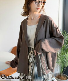 【 クラシカルエルフ classical elf 】開襟シャツ レディース シアートップス 羽織り レディース 長袖 シャツ ヴィンテージ ライク シアー 長袖 大きいサイズ 春 夏 2026ss ce1110159