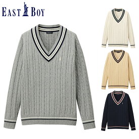 EASTBOY Venus セーター 7G ケーブル編 ライン入り 綿100% プルオーバー 学生 制服 女子 男子 メンズ レディース 高校生 中学生 イーストボーイ ヴィーナス