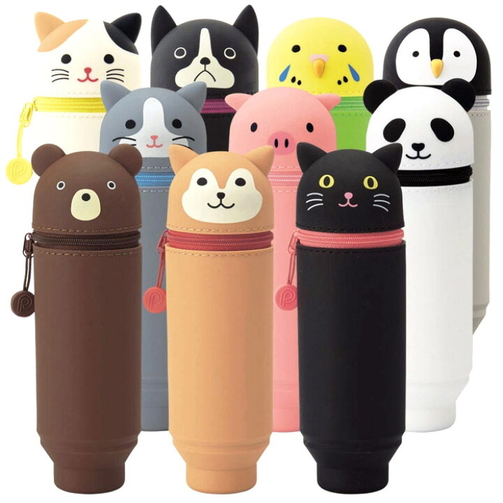 楽天市場 リヒトラブ スタンドペンケース Lihitlab Smart Fit Punilabo シリコン 筆箱 ペンスタンド ペン立て クマ イヌ 黒猫 ネコ ねこ 芝犬 インコ ペンギン ブタ パンダ ミケネコ A 7712 スクールファッション Classroom