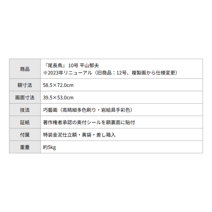 楽天市場】平山郁夫 尾長鳥 （おながどり） 10号 巧藝画 著作権者承認