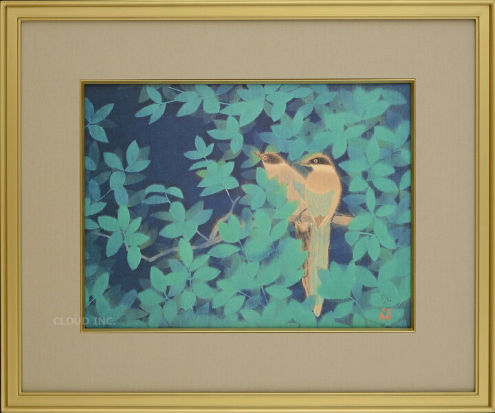 ③油絵6号 黄色い鳥 （真作 WISH 白石道夫 鳥とパンジー 油彩 6号 〇 