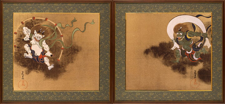 楽天市場】尾形光琳 風神雷神図（右隻・左隻セット）複製画 巧藝画 