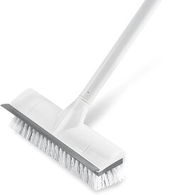 5%クーポン！送料無料 CLEANHOME デッキブラシ 掃除用ブラシ 2in1 水切りワイパー タイルブラシ 3段ポール 長さ調節可能 47cm-127cm ベランダ 掃除用品 風呂掃除 耐久性MAX ホワイト