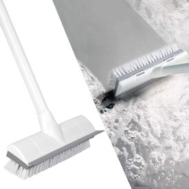 5%クーポン！送料無料 CLEANHOME デッキブラシ 掃除用ブラシ 2in1 水切りワイパー タイルブラシ 3段ポール 長さ調節可能 47cm-127cm ベランダ 掃除用品 風呂掃除 耐久性MAX ホワイト