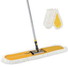 5%クーポン！送料無料 CLEANHOME 業務用モップ 90cm幅 フロアモツプ 水拭き 乾拭き 除塵モップ フローリング 幅広い 体育館モップ 交換用マイクロファイバー 2枚付き 120~150cm伸縮可能