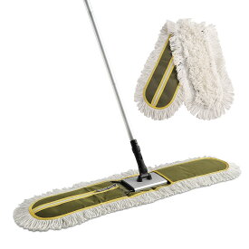5%クーポン！送料無料 CLEANHOME 業務用モップ 90cm幅 フロアモツプ 水拭き 乾拭き 除塵モップ フローリング 幅広い 体育館モップ 交換用マイクロファイバー 2枚付き 120~150cm伸縮可能