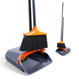5%クーポン！送料無料 CLEANHOME ほうき ちりとり セット 立て式掃除セット ほうき 室内 屋外 コンパクト 収納可能 132cm調節可能 ノブ付き 自立式 防風式 軽量 腰曲げず 掃除可能 清掃用品 掃除セット