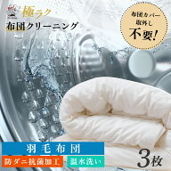 【全国送料無料】羽毛布団 布団丸洗い3枚 布団カバーつけたままOK カバーなし対応可 羽毛布団対応可 布団…
