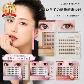 つけまつげ ノリ不要 時短 簡単装着 ナチュラル 束感 CLEAR EYELASH 部分用 マツエク風 自然 密着 クリアアイラッシュ グルー不要 初心者 日本国内検品済 送料無料【初回購入特典 ピンセット付き】