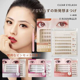 つけまつげ ノリ不要 時短 簡単装着 ナチュラル 束感 CLEAR EYELASH 部分用 ピンセット付き マツエク風 自然 密着 クリアアイラッシュ グルー不要 初心者 日本国内検品済 送料無料