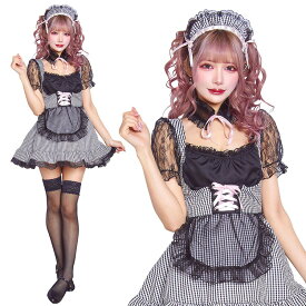 【公式】【ハロウィン コスプレ レディース メイド】HW コケティッシュガーリー ギンガムコルセットメイド 女性用 コスチューム コスプレ 衣装 忘年会 ハロウィーン パーティー 結婚式 二次会 出し物 歓迎会 送迎会 2022