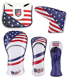 SelectPlaza カスタムデザイン ヘッドカバー 米国旗柄 USA Flag ドライバー/フェアウェイウッド/ユーティリティ/パター DR FW UT セレクトプラザ (フリー, ユーティリティ)