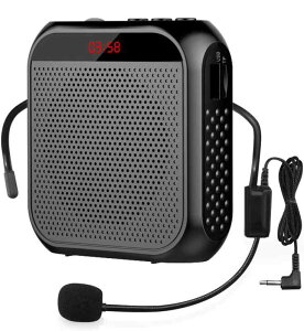 Yi Tong ポータブル 拡声器 ハンズフリー ヘッドセット マイク 付 スピーカー 音楽再生 USB microSD 対応 イベント・講演・説明会などに最適 (黒)