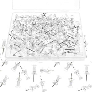 YOUOWO 画鋲 画びょう・ピン 押しピン プラスチック画鋲 プッシュピン おしゃれ コクヨ イプ ダルマタイプ 透明色220個入り収納ケース付き