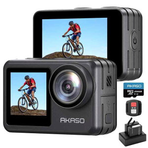 AKASO Brave 7 LE ANVJ 4K60FPS 20MP 256GBJ[ht IPX7{@h 40Mh(hP[Xt) ZԂ␳ O}CNΉ 1350mAhobe[2 Rt ANVJ