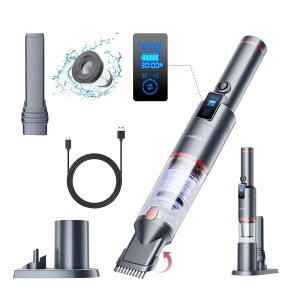 SmartAI ハンディ掃除機 コードレス 車用 19000Pa 強力吸引 30分連続稼働 OLED画面付き 電池残量表示 200ml 大容量 多機能 ハンディクリーナー 0.5kg超軽量 静音 小型 業務用/キーボード掃除/車内清掃