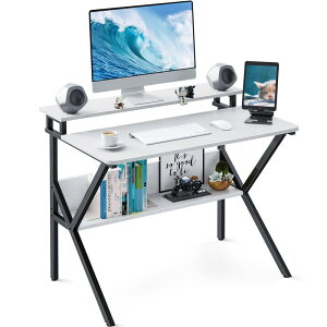 KKL 机 pcデスク パソコンデスク コンパクト モニター台付き 幅70cm×奥行60cm ゲーミングデスク 勉強机 小さい computer desk 棚付き テレワークデスク 省スペース 一人暮らし 組立簡単 モニターア