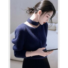 ニット レディース Vネック ニット トップス 長袖 プルオーバー 秋冬 薄手 無地 接触冷感 伸縮性 通勤 オフィス きれいめ 普段使い 部屋着 パープル系