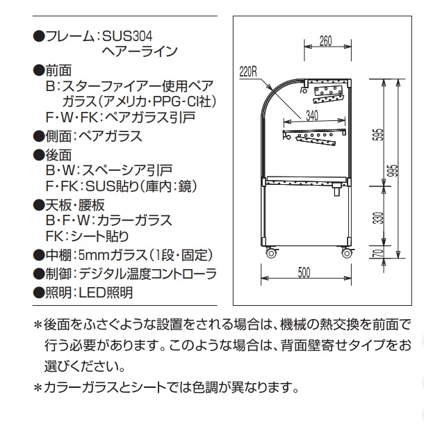 【楽天市場】OHGP-Sf-1200F 低温冷蔵ショーケース 大穂 ペア