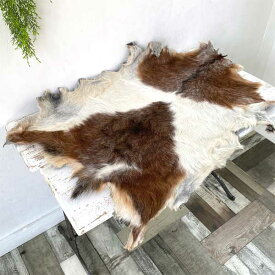 ゴートレザー 毛付き 山羊革 1点物 1枚革 ハラコ ブラウン系 レザークラフト マット 革材料 革素材 hc0006