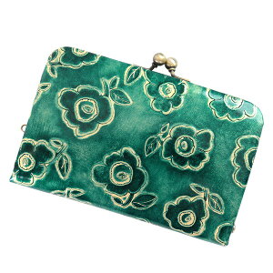 短財布 レディース 花柄がおしゃれなメタリックレザーがま口財布 No.78150 女性用 innocentsac イノセントサック エナメル 薄い コンパクト 本革 日本製 かわいい キラキラ 折り財布 送料無料 送