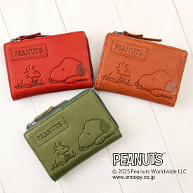 財布 折り財布 二つ折り スヌーピー ウォレット 革 レザー レディース 使いやすい かわいい キャラクター PEANUTS ピーナッツ グッズ ウッドストック FACE-FRIEND 本革 牛革 カラフル 女性用 大人 73055