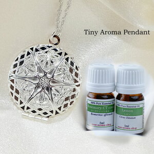 【送料無料 】ネックレスタイニー アロマ ペンダント&アロマオイルセット ローズマリー & レモンのアロマオイル クリスマス プレゼント 誕生日プレゼント 女友達 ギフト ギフト【アロ