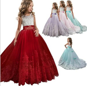 子供ドレス ドレス 子供 ピアノ発表会 ロング ふわふわドレス 刺繍レース子どもドレス パーティードレス フォーマル 七五三 ジュニアドレス 130 140 150 160 170 記念日 写真撮影 ピアノ演奏会 ス