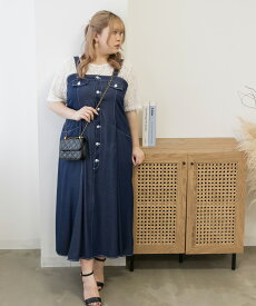大きいサイズ レディース CLETTEオリジナル★デニム風ジャンスカワンピース 【LLサイズ・3Lサイズ・4Lサイズ・5Lサイズ】【大きいサイズ・レディース】【13号・15号・17号・19号】【マタニティウェア】