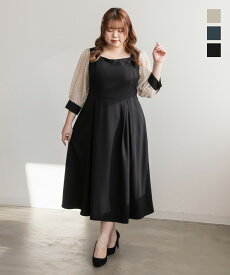 大きいサイズ レディース CLETTEオリジナル★シアードットスリーブワンピース 【LLサイズ・3Lサイズ・4Lサイズ】【大きいサイズ・レディース】13号・15号・17号・19号・21号・23号