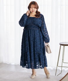 大きいサイズ レディース CLETTEオリジナルドロストリボンシアー花柄ワンピース 【LLサイズ・3Lサイズ・4Lサイズ】【大きいサイズ・レディース】13号・15号・17号・19号・21号・23号