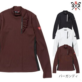 【30%off】【GWに間に合う★MAX67%OFF】SY32 ゴルフ モックネックシャツ トップス モックネック レディース 長袖 ストレッチ ロゴデザイン フリル リボン SY32BYSWEETYEARS CARVICO MOCK NECK SHIRTS SYG-23A02W