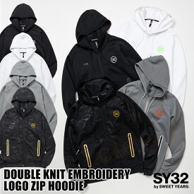 【超★SALE】SY32 by SWEET YEARS SY32 ゴルフ ダンボールニットジップフーディー DOUBLE KNIT EMBROIDERY LOGO ZIP HOODIE ジップフーディー フーディー パーカー ロゴプリント ストレッチ ゴルフウェア【正規販売店】ギフト プレゼント 誕生日 あす楽 ラッピング可