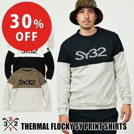 【30%off】【超★SALE】SY32 GOLF プルオーバー ロンT THERMAL FLOCKY SY PRINT SHIRTS　SYG-23A01 メンズ 長袖 ストレッチ ロゴデザイン SY32 by SWEET YEARS GOLF【正規販売店】ギフト プレゼント 誕生日 あす楽 送料無料 ラッピング可