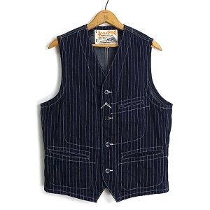 VK[P[ SUGAR CANE [SC12654] EHobV XgCv [NxXg 9oz. WABASH STRIPE WORK VEST {