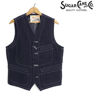 VK[P[ SUGAR CANE [SC15702] u[fj [NxXg 11oz. BLUE DENIM WORK VEST {