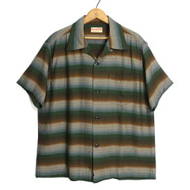 シュガーケーン SUGARCANE [SC39521] 半袖 レーヨンシャツ オープンカラー ボーダー RAYON BORDER S/S OPEN SHIRTS 日本製