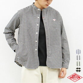 2025秋冬追加♪ レディース 34-38 ダントン ストライプ ギンガム チェック オックスフォード バンドカラー 長袖 シャツ ［ネコポス］