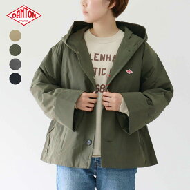 2025秋冬追加♪ 34-38 ダントン 袖ロール ボタン インサレーション 中綿 フード ジャケット ゆったりサイズ ピーチ タフタ レディース DANTON