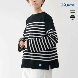 2025秋冬 新作♪ オーシバル コットン ラッセル パネルボーダー ドロップショルダー ワイド バスク シャツ フランス製 レディース オーチバル ORCIVAL ［ネコポス］