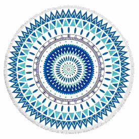 ビーチタオル タオル 大判 ラウンドタオル サークル 円形 ビーチマット 厚手 バスタオル プールタオル フリンジ 水辺 吸水 ポリエステル 大きい アート 柄 夏