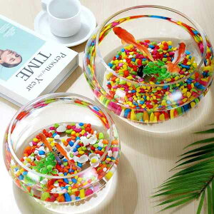 金魚鉢 ガラス 透明 テーブル アクアリウム ボウル 容器 オブジェ テラリウム 花瓶 フラワーベース 20cm 30cm 円形 丸